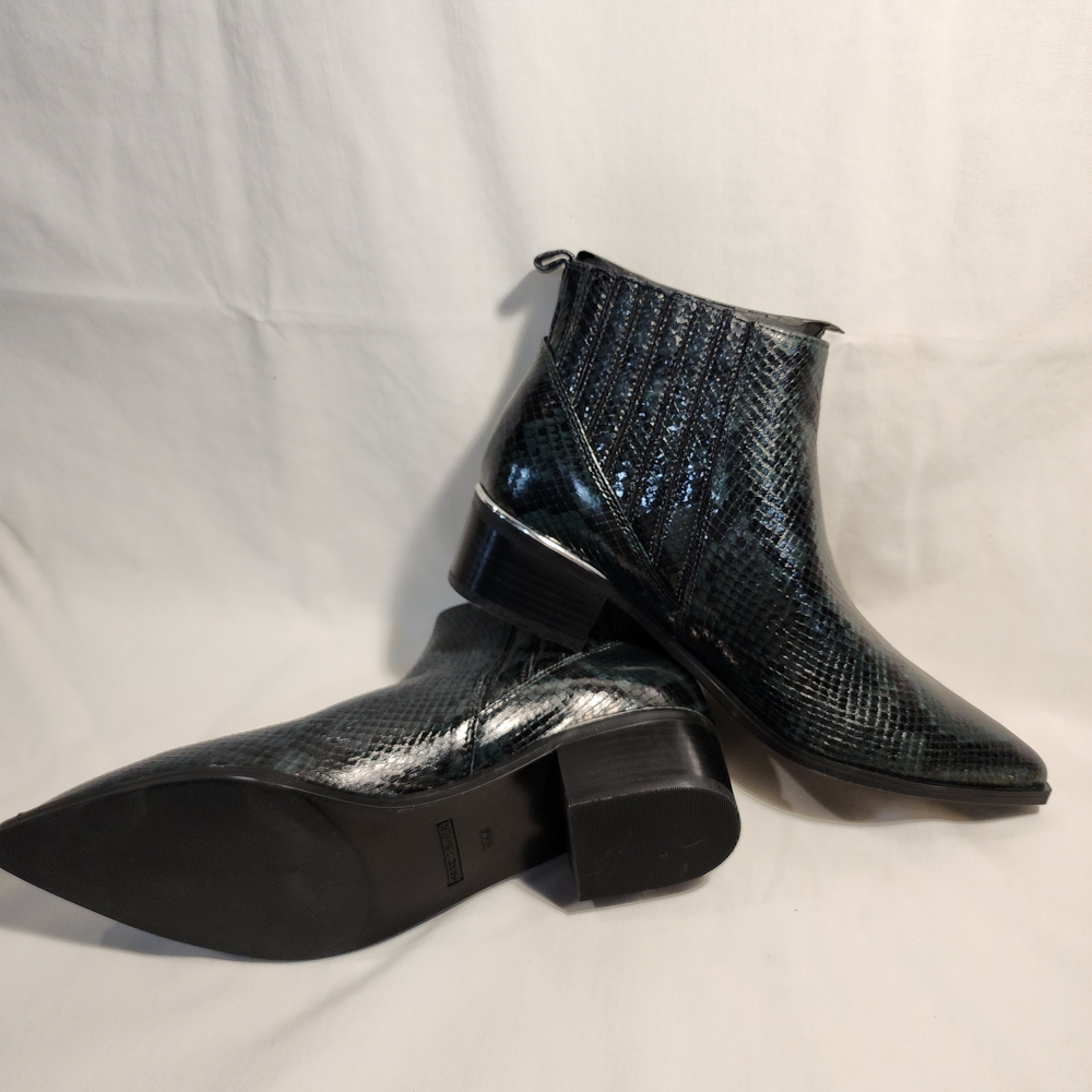 Marc Fisher Dk Green Snake Print Ankle Boots - Picture 2 of 5